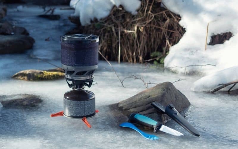 Jetboil Minimo on frozen over ground