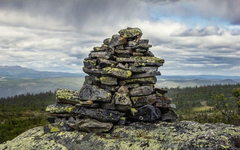 Rock cairn on hilltop