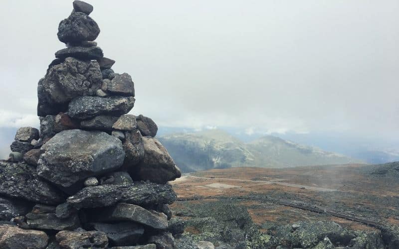 Rock cairn on the Appalachian Trail at Mount Washington