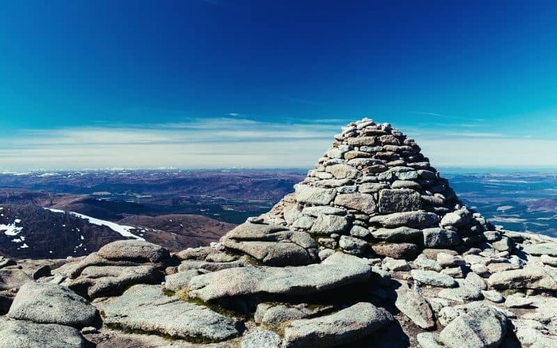 The summit cairn of Cairngorm Mountain, Scotland