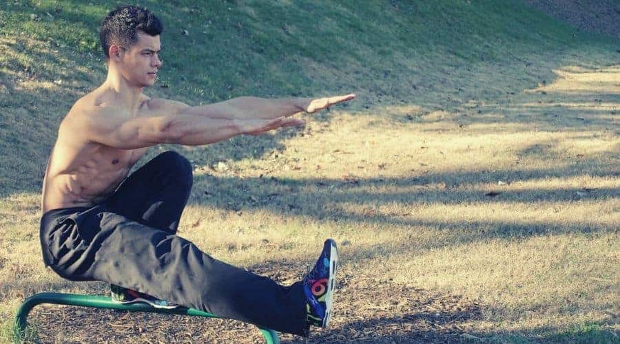 man performing a pistol squat