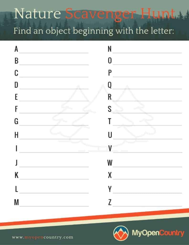 Alphabet Nature Scavenger Hunt