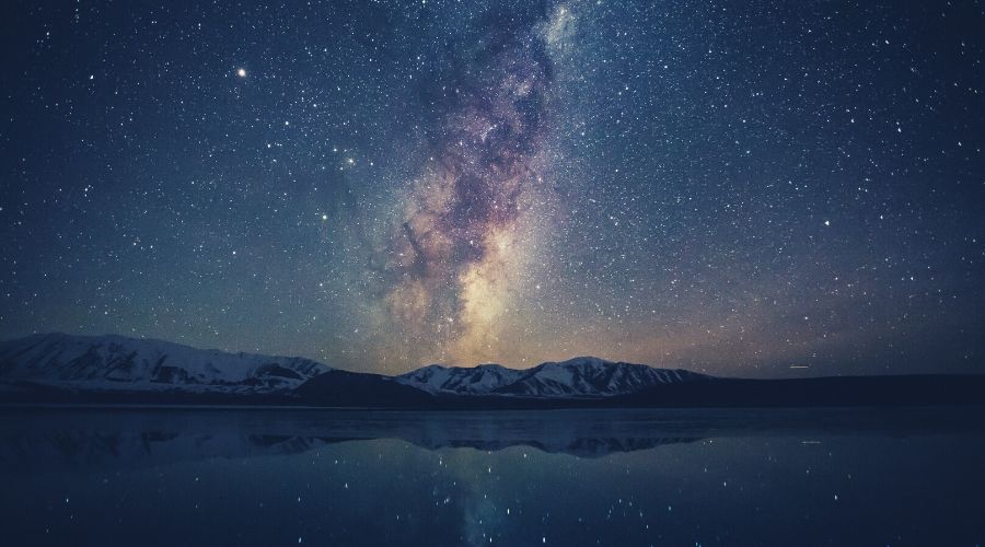 night stars over beautiful outdoors landscape