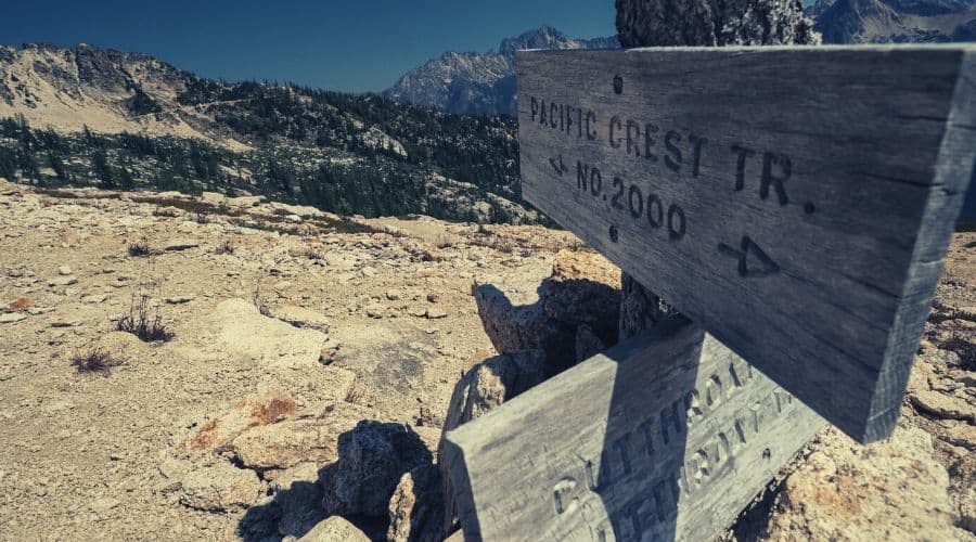 old weathered sign pacific crest trail intext