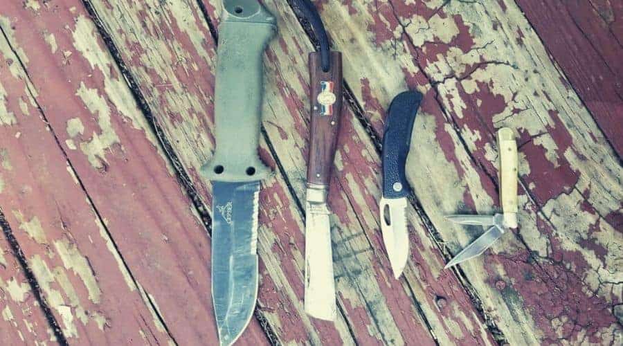 Collection of knives on a table