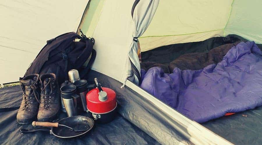 Camping Gear inside tent