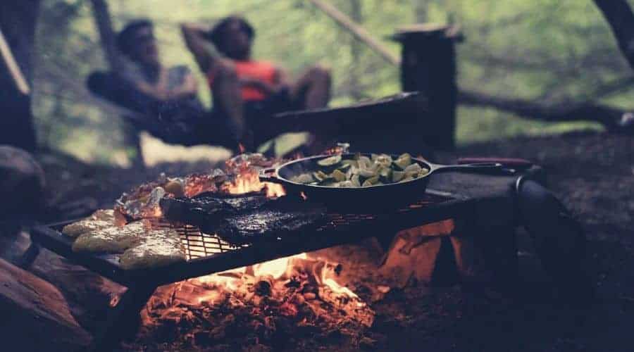 camp food sitting over fire