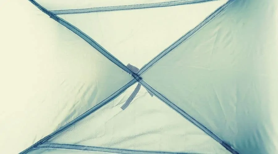 Grey tent inside view – ventilation on the roof intext