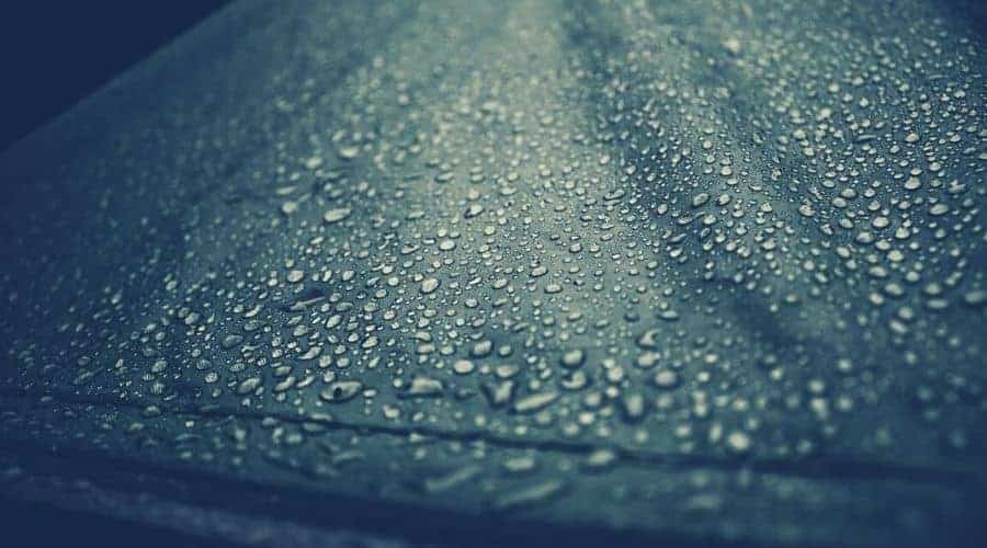 rain drops on tent rainfly intext