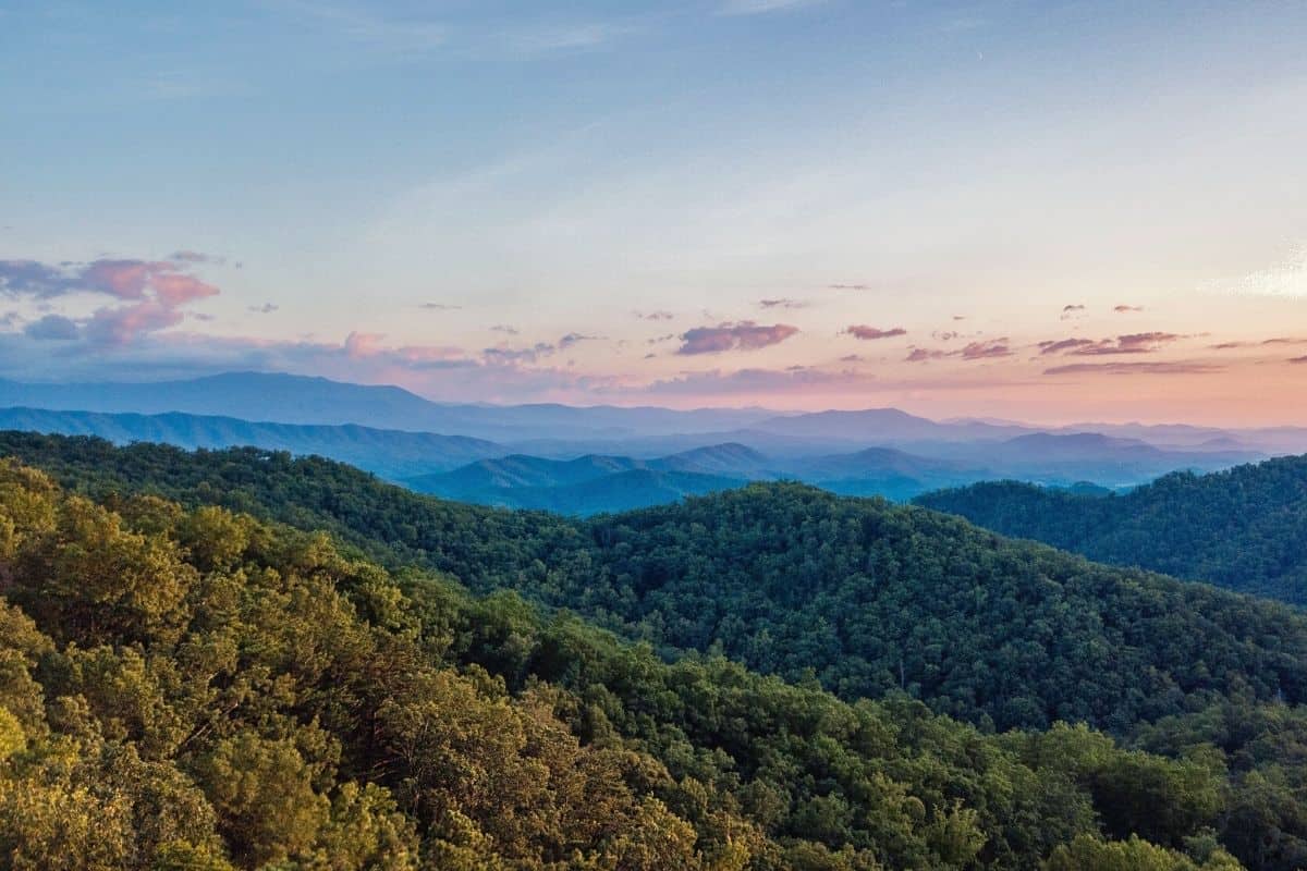 Sunset over the Blue Ridge Mountains in Tennessee