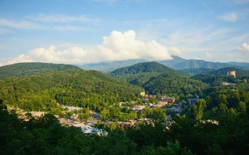 Aerial view of Gatlinburg, Tennessee