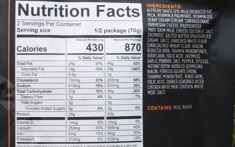 Peak Refuel Nutrition Info