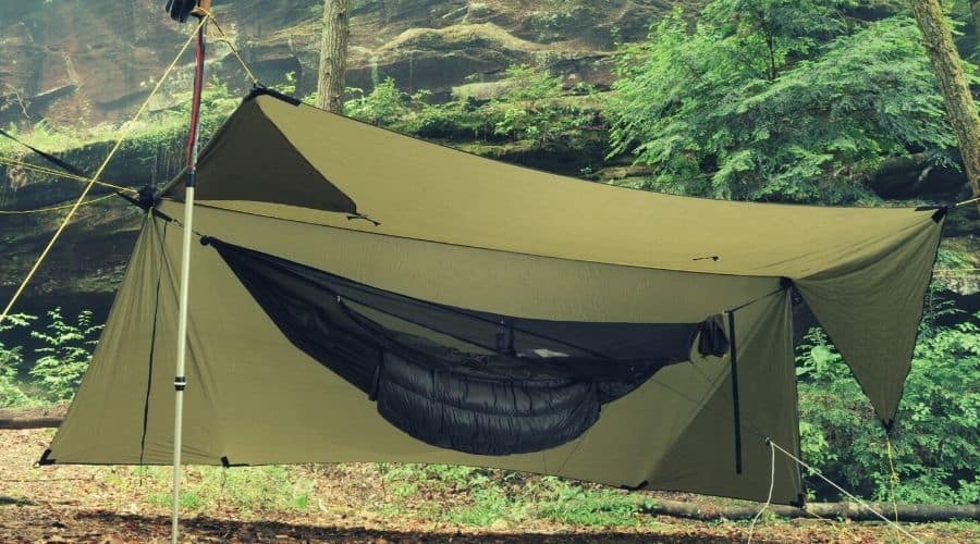 hammock setup with half open tarp hammock bug net underquilt