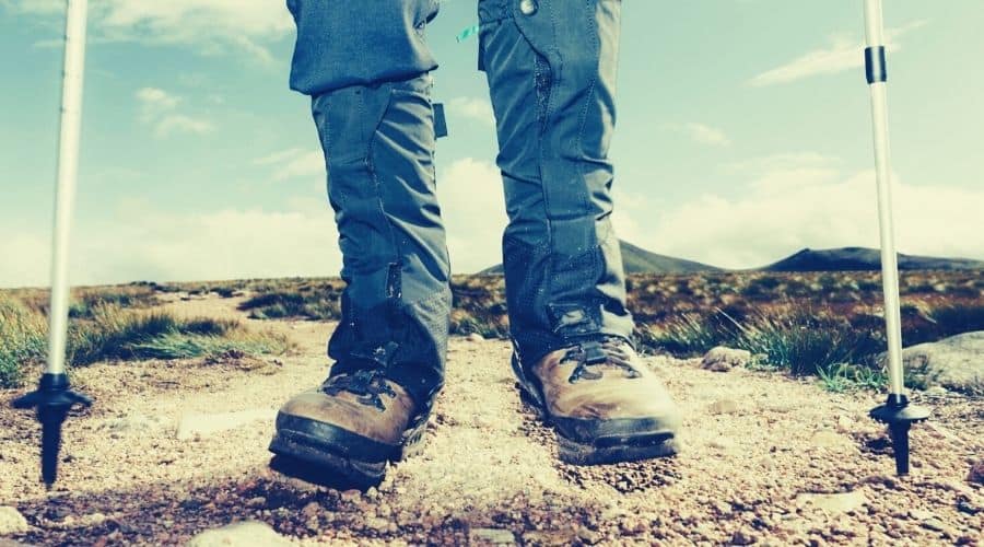 hiker with mid length gaiters