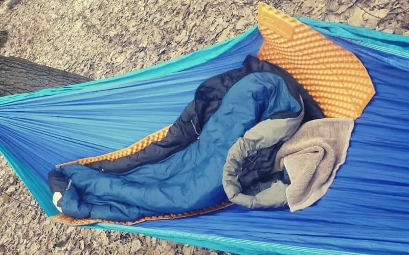 sleep system sleeping pad bag in hammock