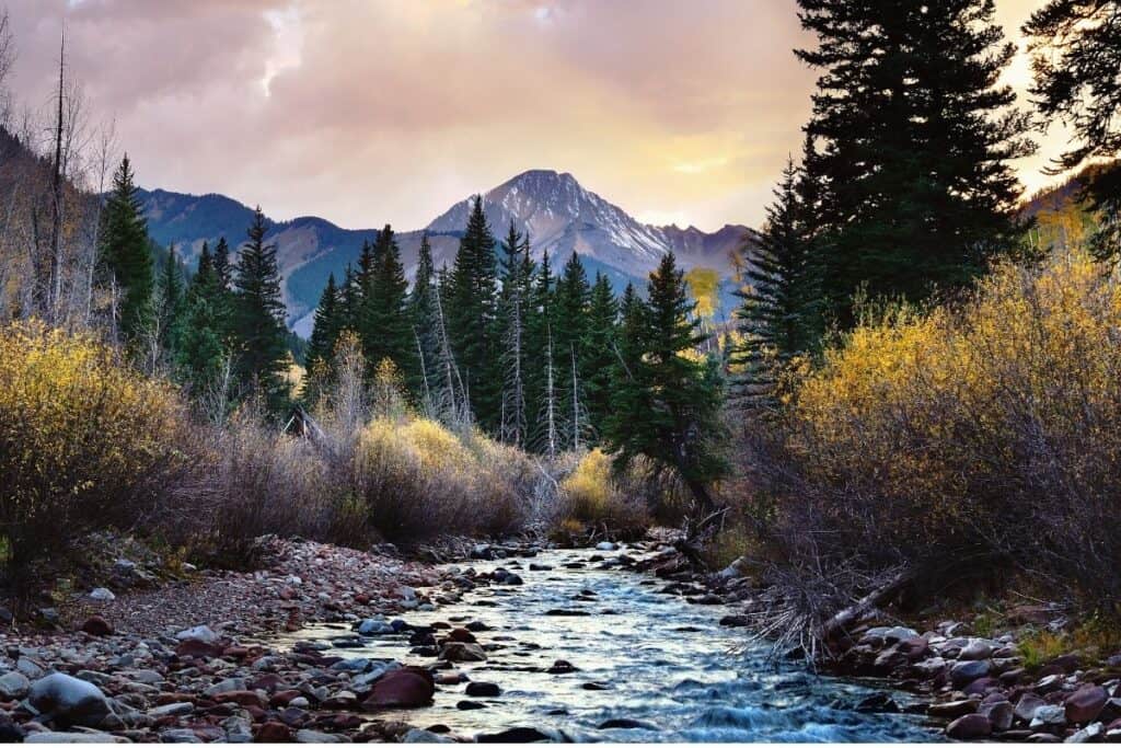 Sunset in Snowmass wilderness area in Colorado