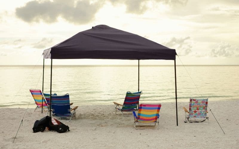 Pop-up canopy on a beach