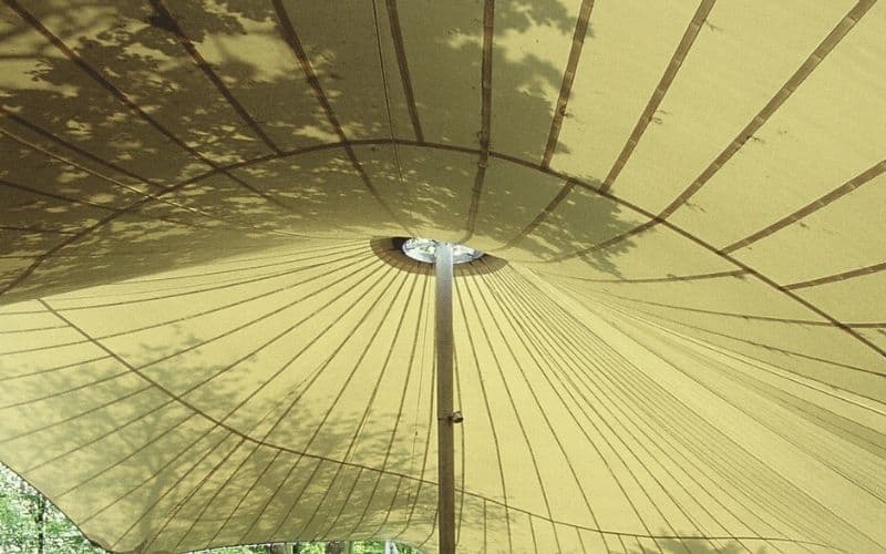 The roof of a pop-up canopy tent