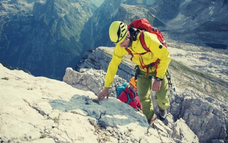 two male climbers on mountain