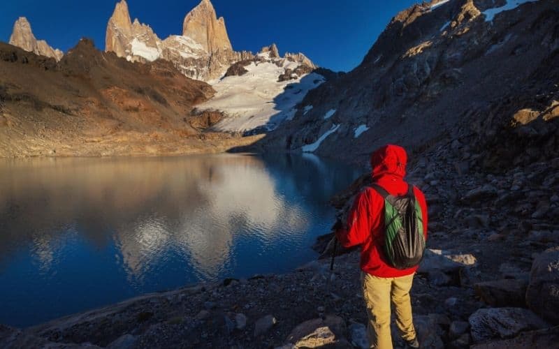 hiker over looking morraine lake