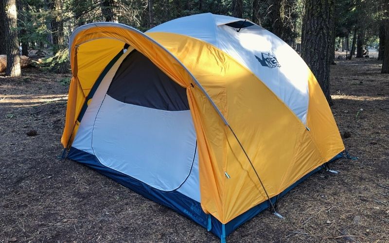 REI Base Camp pitched in forest