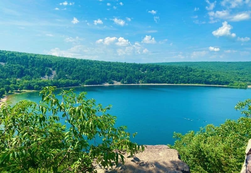 View of Devil's Lake from the trail up to Balanced Rock