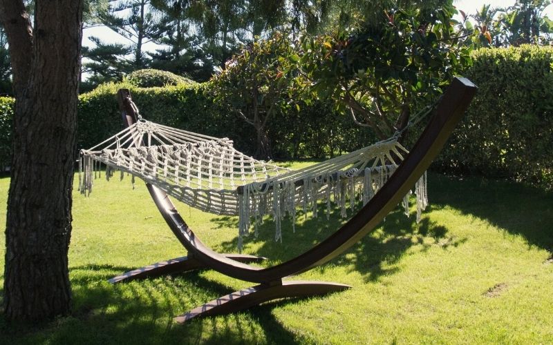 Hammock on a stand in a garden