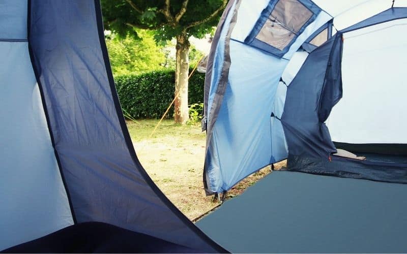 Inside a tent with a large vestibule