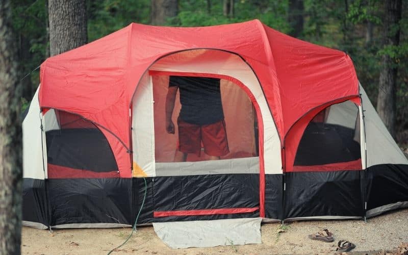 Tent with partial rainfly over it