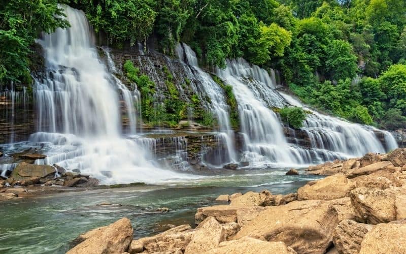 Twin Falls waterfall in Rock Island State Park