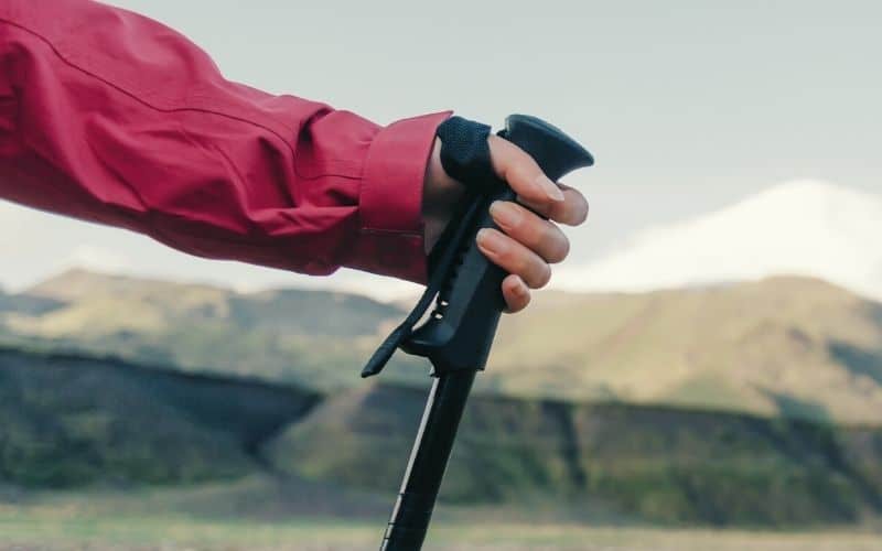 Using the wrist strap on a trekking pole