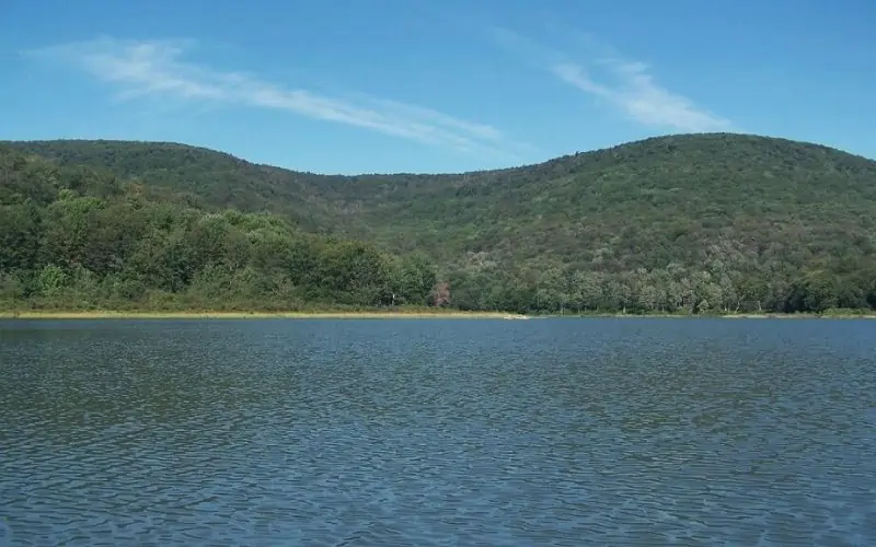 View across Balsam Lake at Dry Brook Range