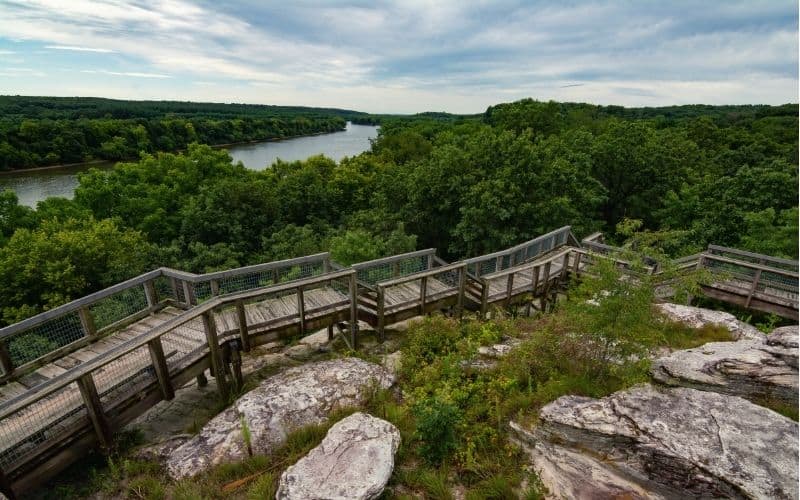 A boardwalk Trail in Castle Rock State Park, Illinois