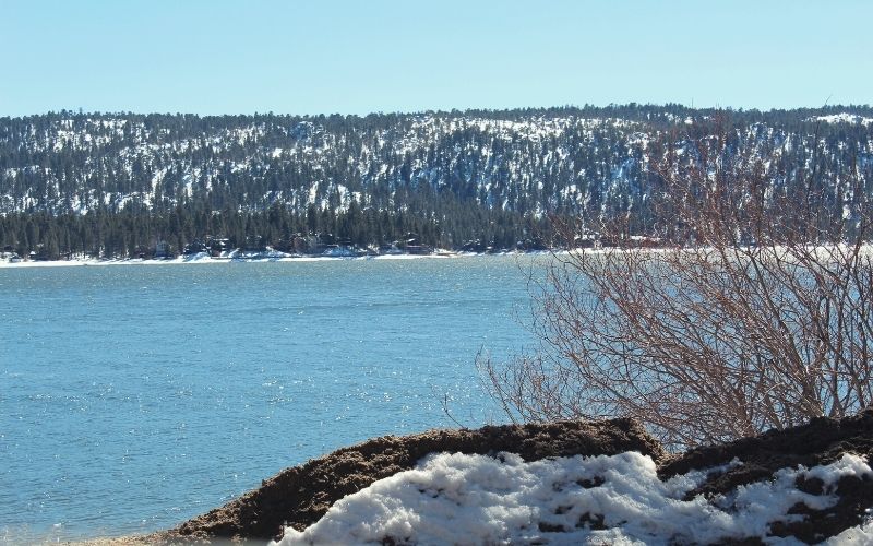 Looking across Big Bear Lake to Fawnskin