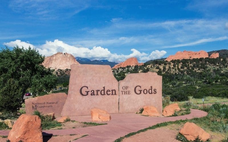 Garden of the gods entrance sign