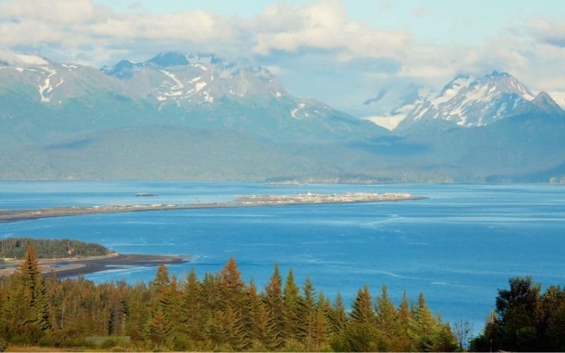 Homer Spit juts out into the Alaskan waters