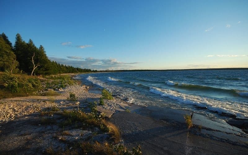 Rock Island shoreline in Rock IslandState Park, Wisconsin