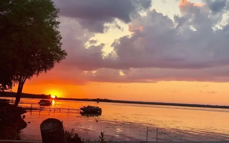 Sunset over Lake Puckaway beach, Wisconsin