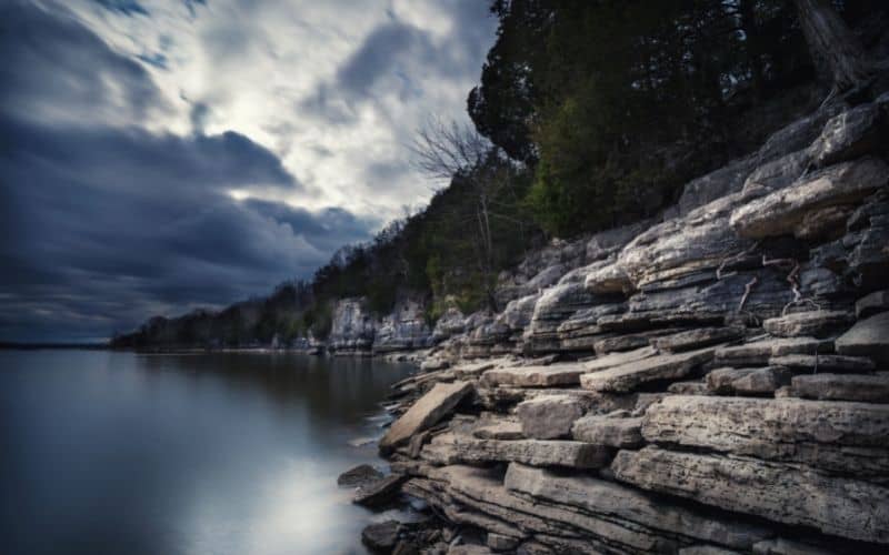 The shoreline of Percy Priest Lake in Long Hunter State Park