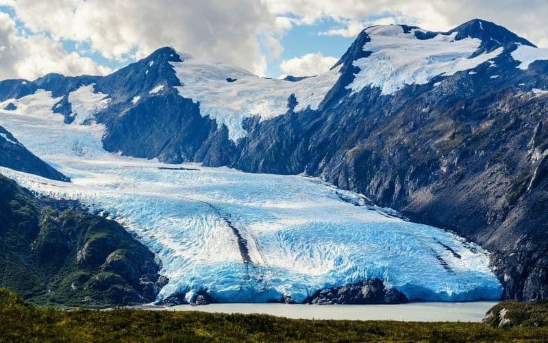 Portage Glacier nestled between mountains