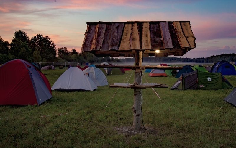 Charging station in a campsite