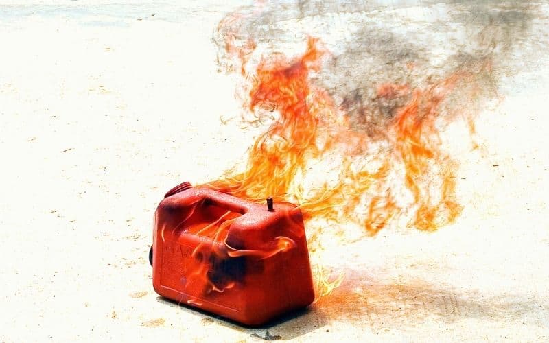 Gas container on fire