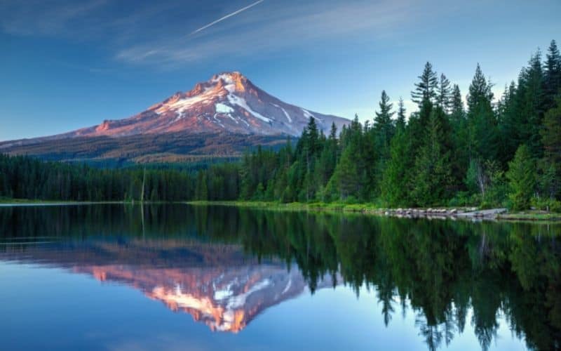 Mount Hood reflected in Trillium Lake, Oregon