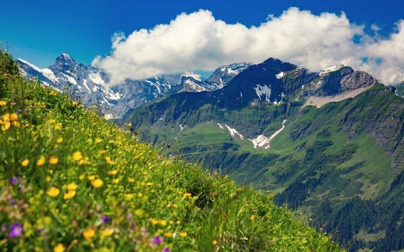 Mountain range Breithorn as seen from Klein Matterhorn, Switzerland