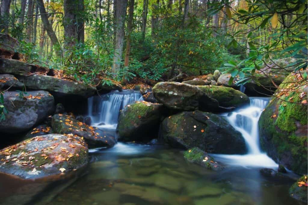 A series of waterfalls in the Smoky mountains