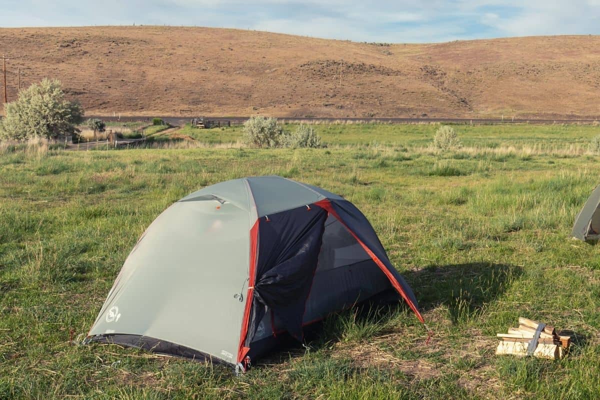 Big Agnes Copper Spur UL2 pitched in a field