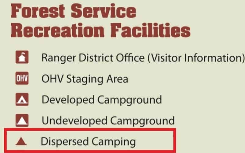 Dispersed Camping MVUM key