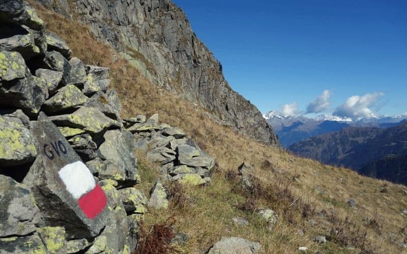 Trail marker in Alps
