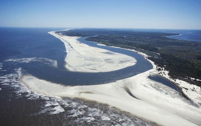 Aerial shot of Cumberland Island, Georgia