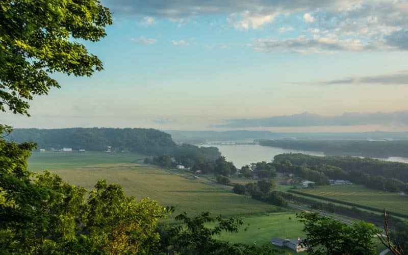 view of mississippi river from Bellevue State Park Iowa